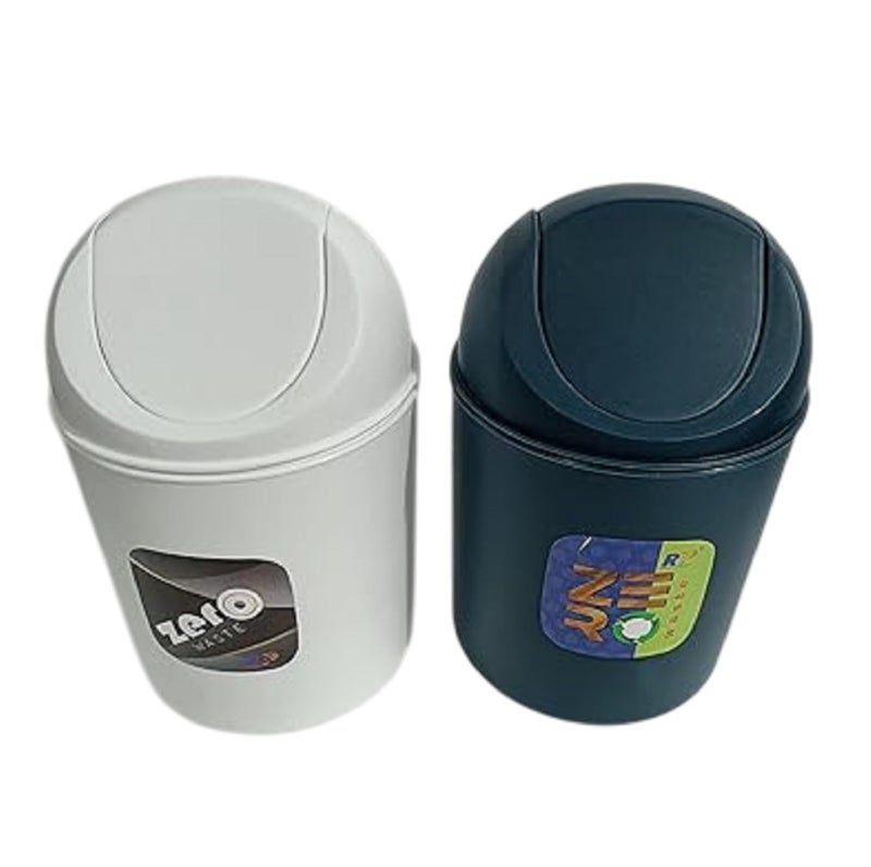TEKZIE Tekzie pass pass Mini 2 PS Stylish Plastic Trash Can With Lid Multi use Dus Small Mini Dustbin With Detachable Swing Top Plastic Mini Office Home Child Use Bin Plastic Dustbin  - Image 1