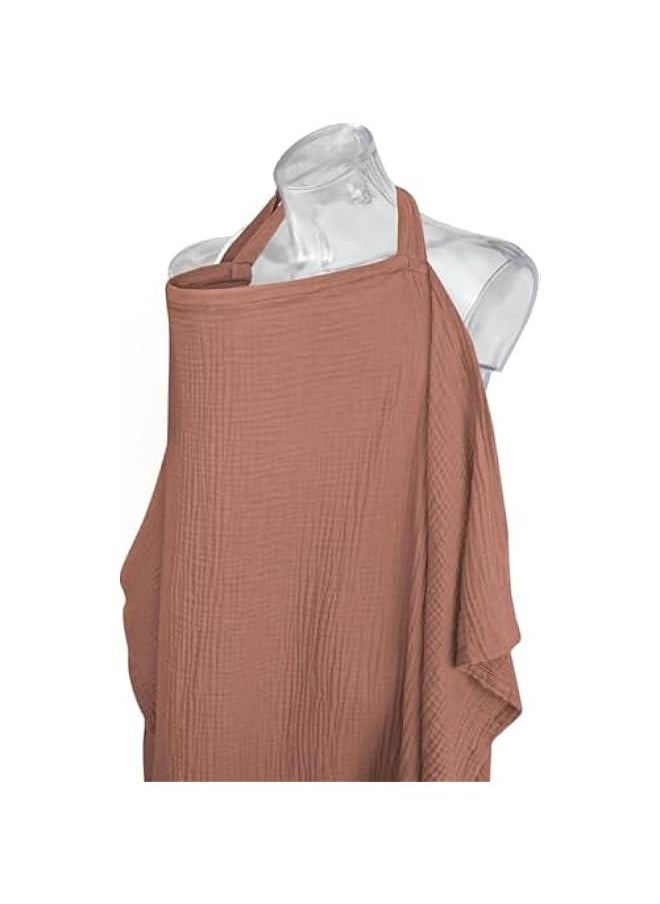 هوكور pyebe Muslin Nursing Cover for Baby Breastfeeding, Breathable 100% Cotton Breastfeeding Cover with Rigid Hoop for Mother Nursing Apron, Multi-use Carseat Canopy (Chestnut)  - Image 2