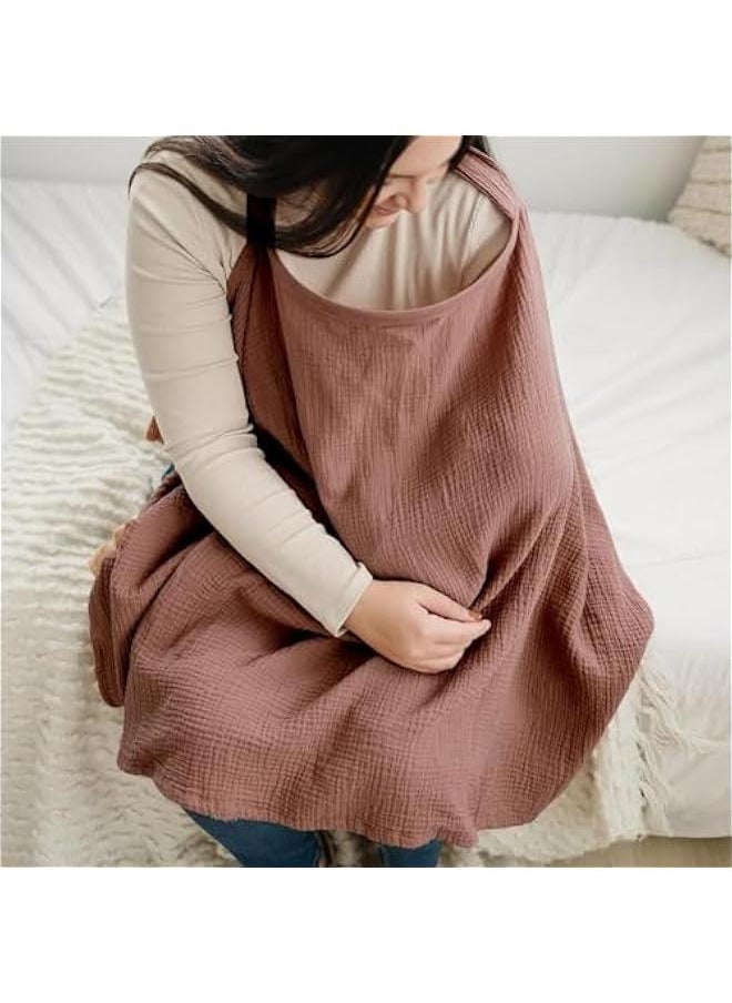 هوكور pyebe Muslin Nursing Cover for Baby Breastfeeding, Breathable 100% Cotton Breastfeeding Cover with Rigid Hoop for Mother Nursing Apron, Multi-use Carseat Canopy (Chestnut)  - Image 3