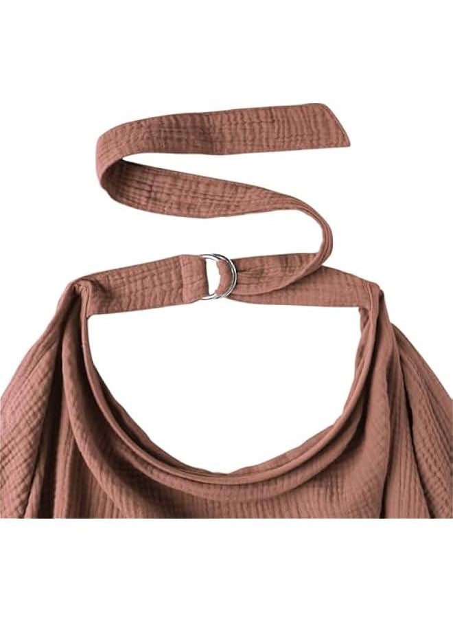 هوكور pyebe Muslin Nursing Cover for Baby Breastfeeding, Breathable 100% Cotton Breastfeeding Cover with Rigid Hoop for Mother Nursing Apron, Multi-use Carseat Canopy (Chestnut)  - Image 5