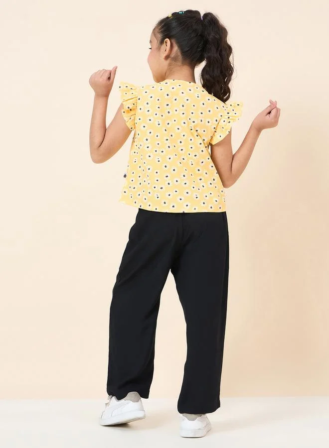 Stylo Bug Stylo Bug Daisy Print Ruffled Top and Pants Set
