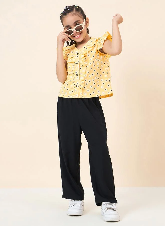Stylo Bug Stylo Bug Daisy Print Ruffled Top and Pants Set