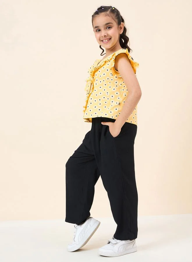 Stylo Bug Stylo Bug Daisy Print Ruffled Top and Pants Set