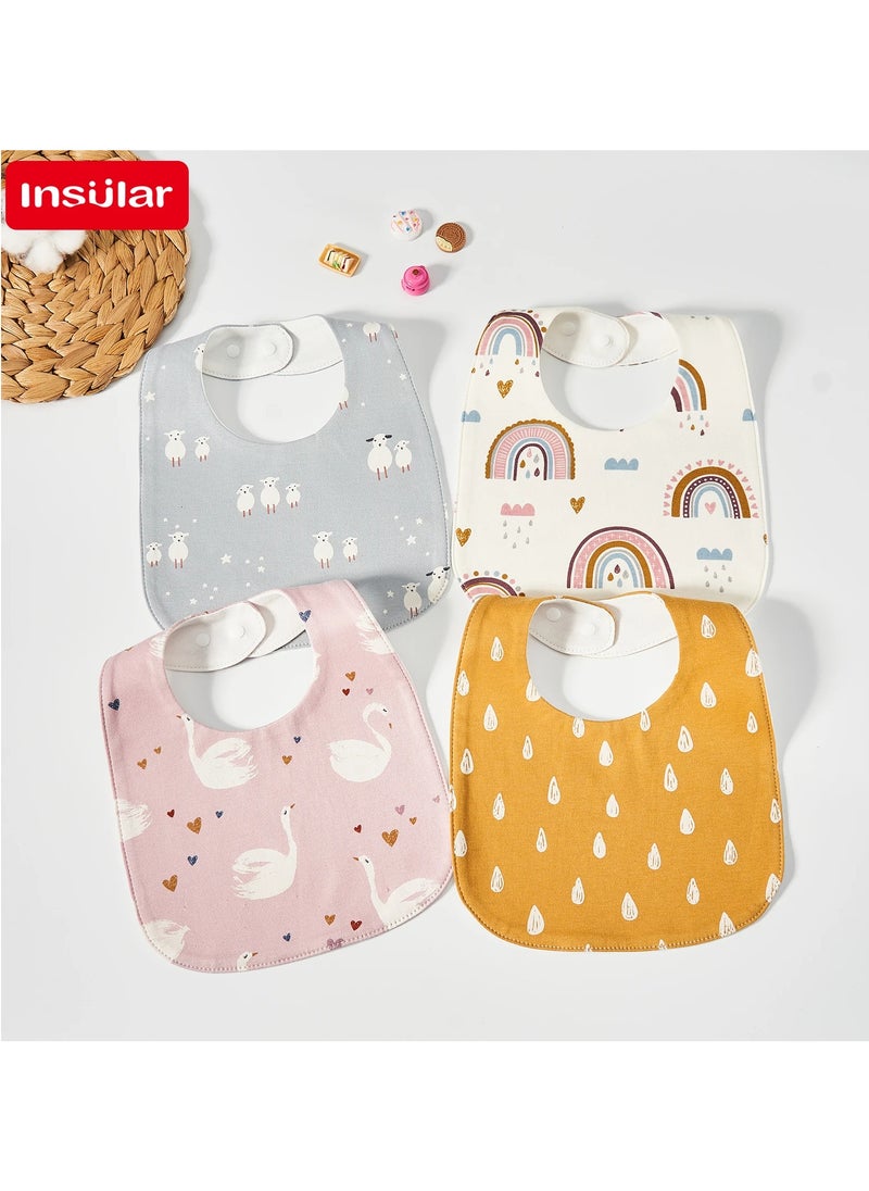 insular 4 Pcs Waterproof Baby Adjustable Bibs U-shaped Cotton Saliva  - Image 1
