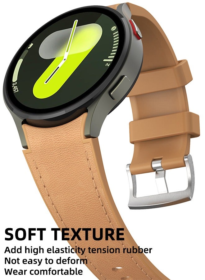 no Leather Band Compatible With Samsung Galaxy Watch 7 6 5 4 Fe 40mm 44mm Bands, 20mm No Gap Soft Strap Watch 6 Classic 43mm 47mm 5 Pro 45mm 4 Classic 42mm 46mm For Men Women - Image 5