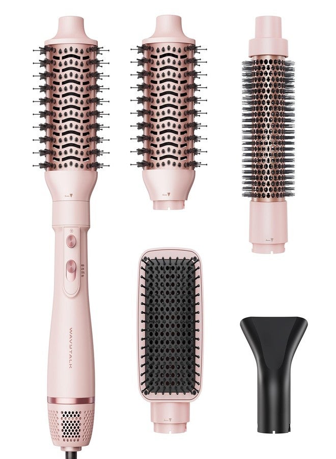 Wavytalk Hair Dryer Brush Set, Air Sculpt 4-in-1 Hot Air Brush Set, Multi Hair Styler for Salon Blowouts, Smooth Curls, Volumizing and Straightening, Sleek and Less Frizz, Pink - Image 1