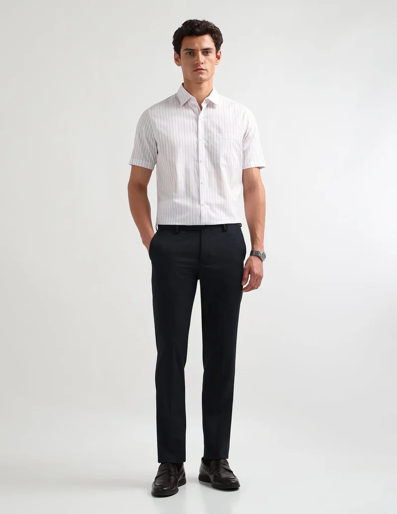 Arrow Light Pink Liberty Classic Fit Vertical Striped Shirt for Men | Best Price UAE