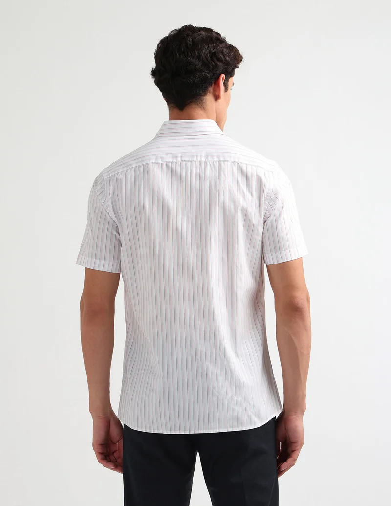 Arrow Light Pink Liberty Classic Fit Vertical Striped Shirt for Men | Best Price UAE