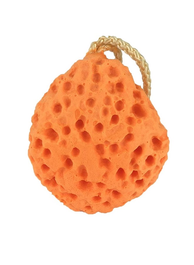 MiniMe Natural Sea Bath Sponge with Cotton Hanging Loop | 0‑48 Months | Orange | Sustainably Harvested Mediterranean Sponge | Ultra‑Soft, Hypoallergenic & Eco‑Friendly | Durable, Quick‑Dry & Easy‑Clean Design - Image 1