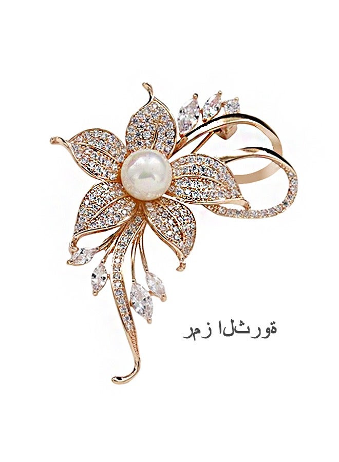 Beyond Full Diamond Flowers Brooche, Anti Rust and Anti Fading Alloy Brooch Pins, Corsage Scarf Clip Women Girls (Green) - Image 1