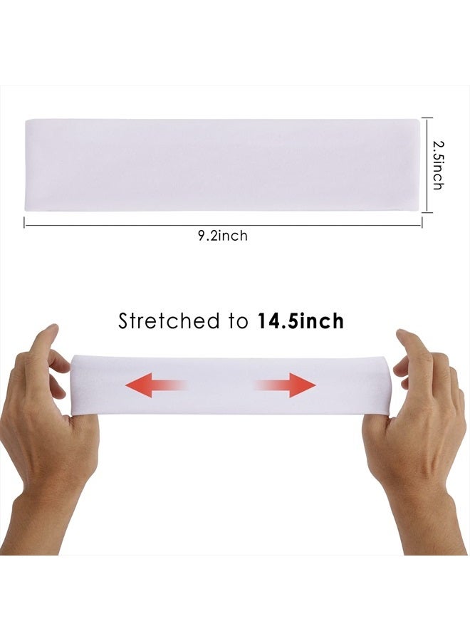 HAUCA Workout Headbands for Women 9Pcs, Cotton Headband Women Men 2.5 inch Wide, Soft Sweat Wicking Stretchy Headbands for Women Girls Sports Yoga Running (3 Colors Mixed) - Image 4