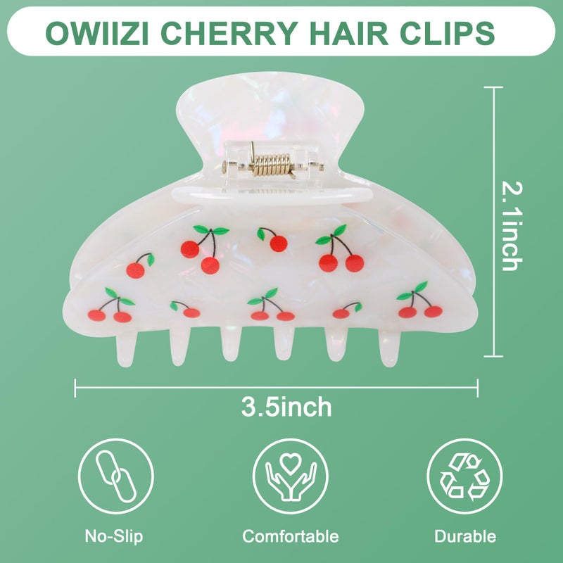 OWIIZI Cherry Hair Clips for Women 3.5" Durable Acetate Cute Hair Claw Clips Ponytail Barrette Strong Hold Acrylic Hair Accessories for Girls Long Thick Hair - Image 4