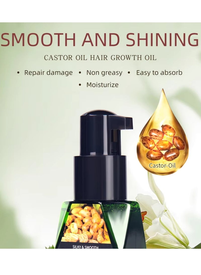 Carthaea - 60ml Castor Oil Hair Growth Oil Silky and Smooth Castor Oil for Hair Growth Eyebrows and Eyelashes Growth Skin and Nails Repair Damaged Hair Follicles Moisturizing Hydrating Nourishing Hair Oil - Image 1