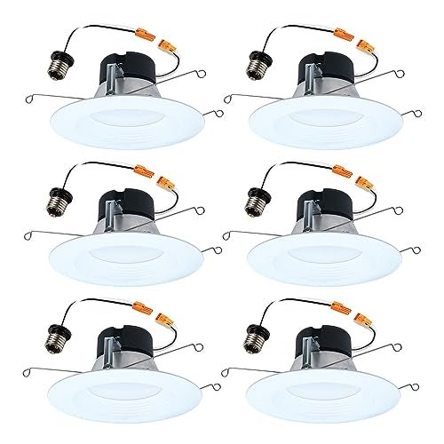 HALO 5 inch / 6 inch LED Recessed Light Trim with 5 Color Temperatures, Dimmable Baffle Can Lights for Ceiling, 6-Pack. 750 Lumens LT56079FS1EWHR6PK - Image 1