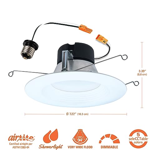 HALO 5 inch / 6 inch LED Recessed Light Trim with 5 Color Temperatures, Dimmable Baffle Can Lights for Ceiling, 6-Pack. 750 Lumens LT56079FS1EWHR6PK - Image 4