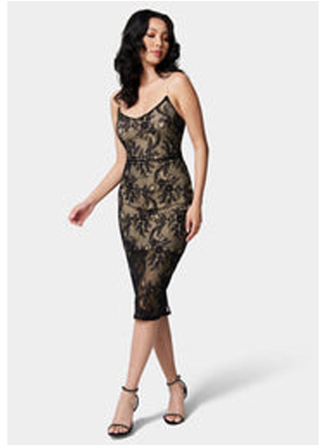 bebe - LACE OVERLAY MIDI DRESS - Image 1