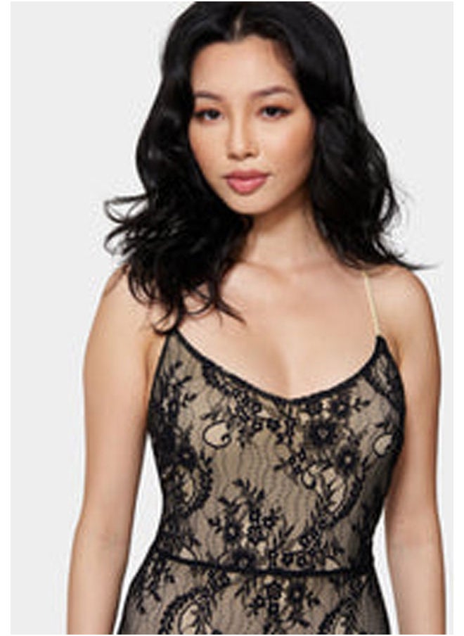 bebe - LACE OVERLAY MIDI DRESS - Image 1
