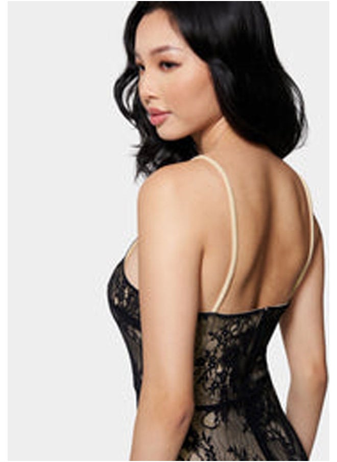 bebe - LACE OVERLAY MIDI DRESS - Image 1