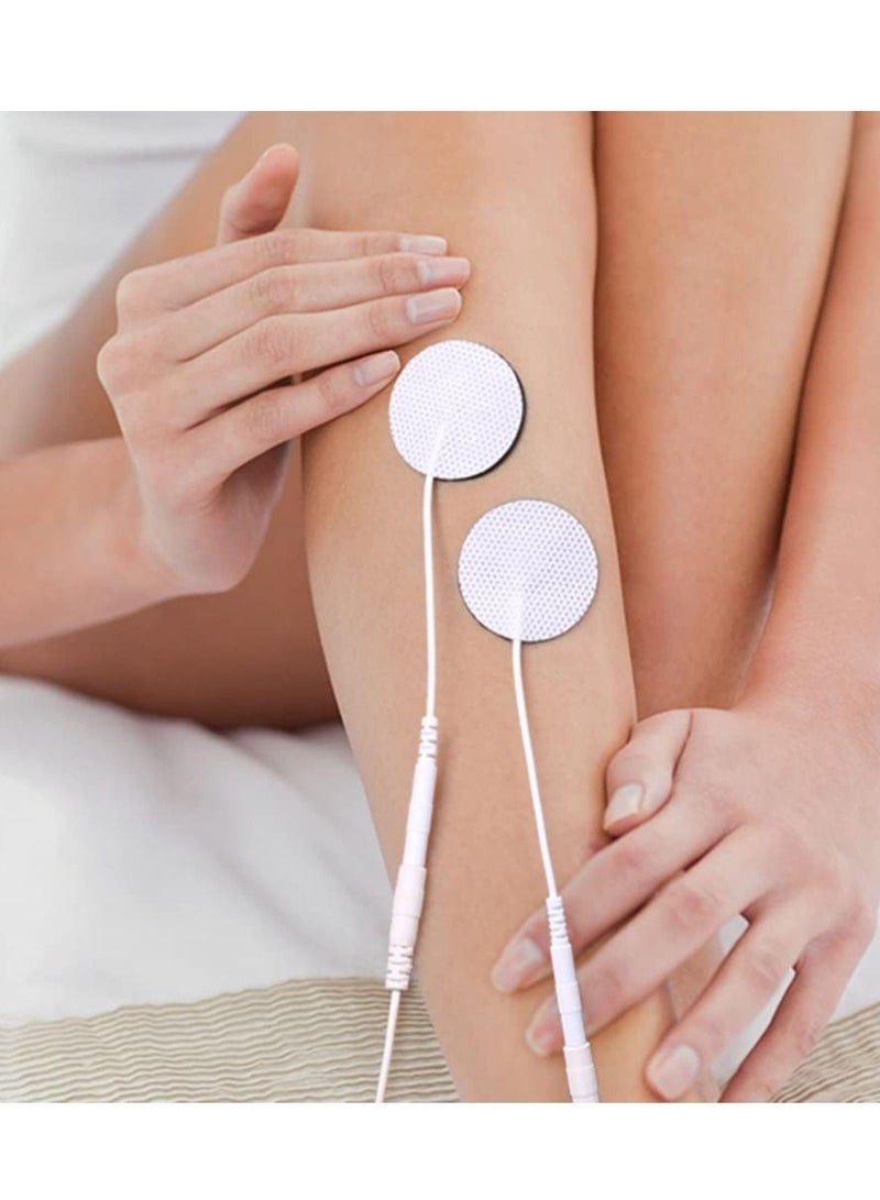NIBEMINENT 20PCS Round Electrodes Pads 1.25" Reusable Carbon Electrotherapy for EMS Muscle Stimulator with 2.0 mm Pigtail Connectors Skin Patch - Image 4