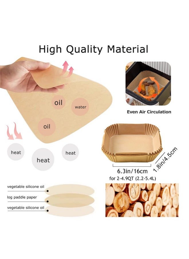 PalkSky Palksky Air Fryer Paper Liners Disposable - 100Pcs Parchment Paper Square, Water-proof, Oil-proof, Non-stick, Free of Bleach for Microwave, Airfryer Accessories (6.3 Inch)  - Image 2