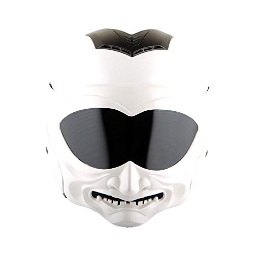 Martian 1Storm Motorcycle Open Face Fiber Glass Dual Visor Helmet Scooter Classical Knight Bike Samurai Glossy White One Extra Clear Shield - Image 1
