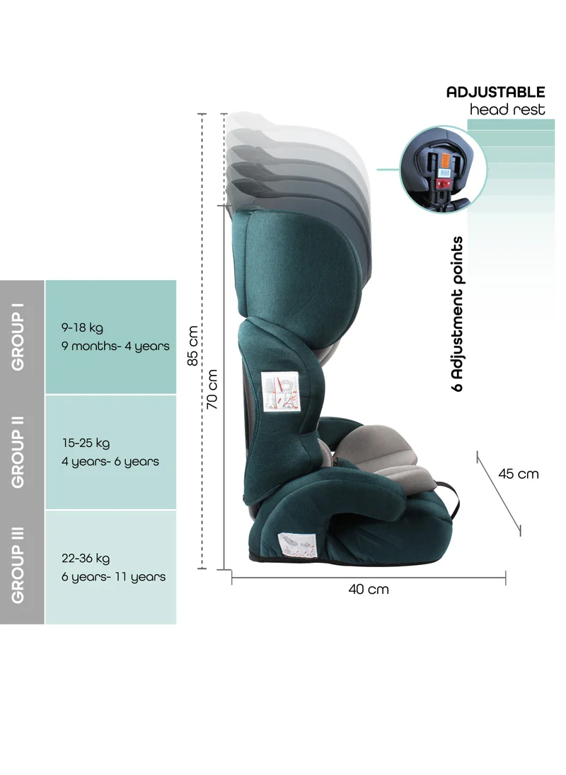 Moon Tolo Group 9M to 11 Years Kids Car Seat, Green