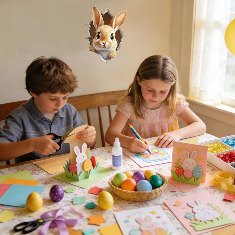 Ripped Easter Bunny Sticker for Bathroom, Funny Home Decoration Broken Wall Decorative Sticker | Easter Sticker for Bathroom | For Indoor Home Room Party - Image 2