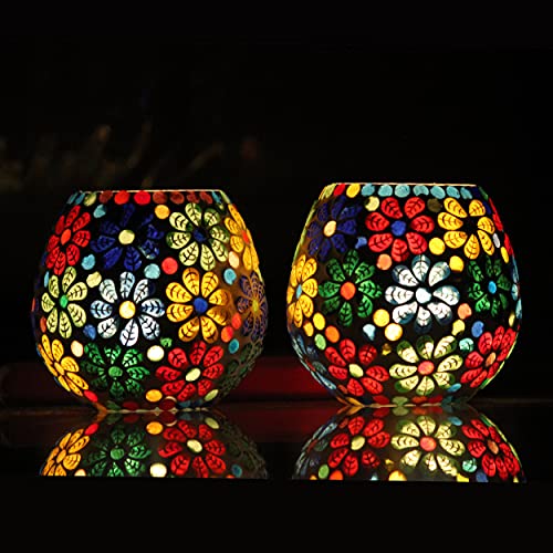 Brahmz® Glass Tea Light Candle Holder Home Decoration Mosaic Multi Color Candle Votive (U Shape Pack of 4) (4) - Image 5