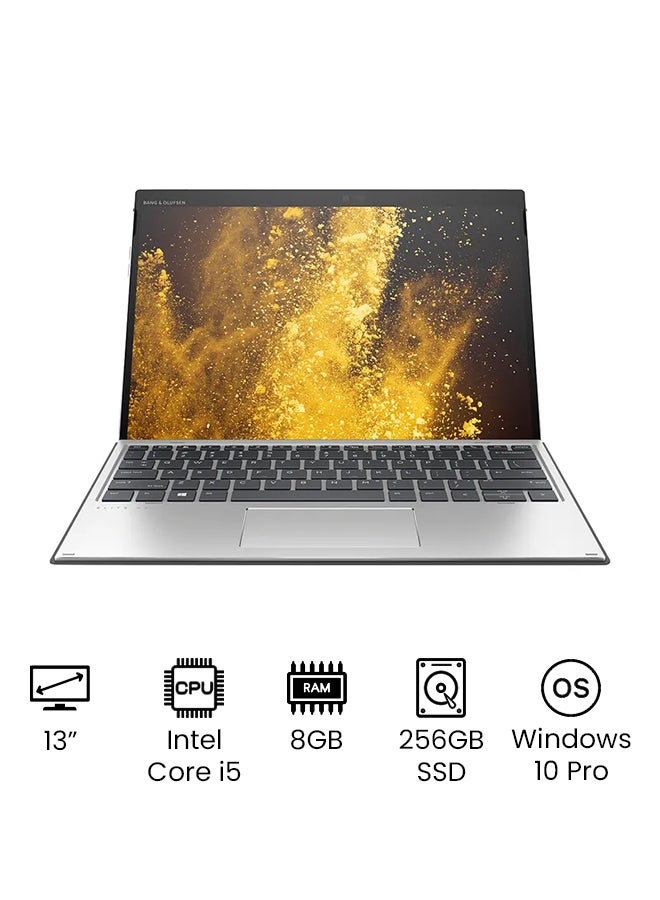 HP جهاز لابتوب بتصميم تابلت إيليت G4 x2 بشاشة لمس مقاس 13 بوصة ومعالج كور i5-8265U، وذاكرة رام سعة 8 جيجابايت، محرك أقراص SSD سعة 256 جيجابايت، بطاقة رسومات إنتل فائقة الوضوح، من دون لوحة مفاتيح فضي - Image 1
