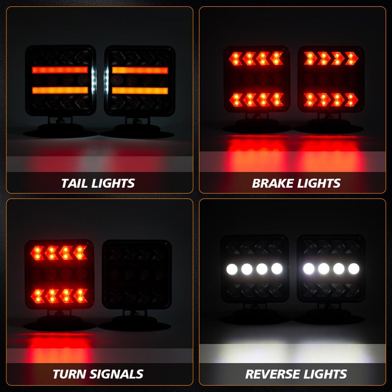 inhtgeas Wireless Magnetic Trailer Lights Upgraded 24GHz Transmission with Strobe Mode Reverse Lights Multifunction Towing Lights Kit - Image 4