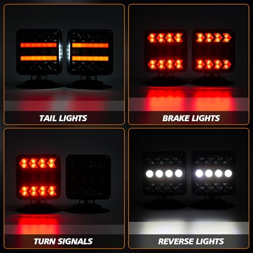 inhtgeas Wireless Magnetic Trailer Lights Upgraded 24GHz Transmission with Strobe Mode Reverse Lights Multifunction Towing Lights Kit - Image 3