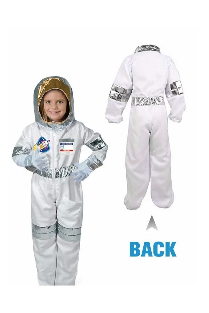 Astronaut Costume for Kids, White Space Suit Set with Helmet And Gloves, Astronaut Cosplay Set, Aviator Jumpsuit, Space Themed Party Costume - Image 1