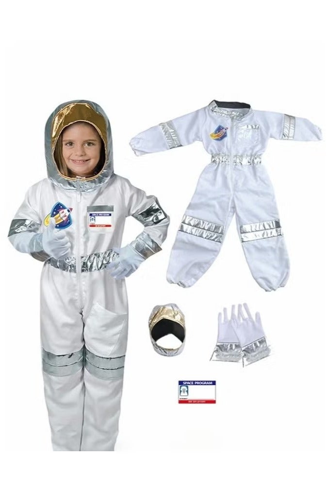 Astronaut Costume for Kids, White Space Suit Set with Helmet And Gloves, Astronaut Cosplay Set, Aviator Jumpsuit, Space Themed Party Costume - Image 2