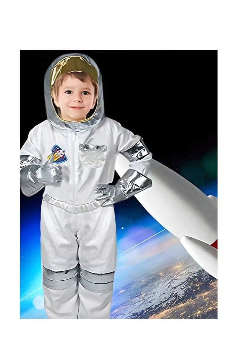 Astronaut Costume for Kids, White Space Suit Set with Helmet And Gloves, Astronaut Cosplay Set, Aviator Jumpsuit, Space Themed Party Costume - Image 4