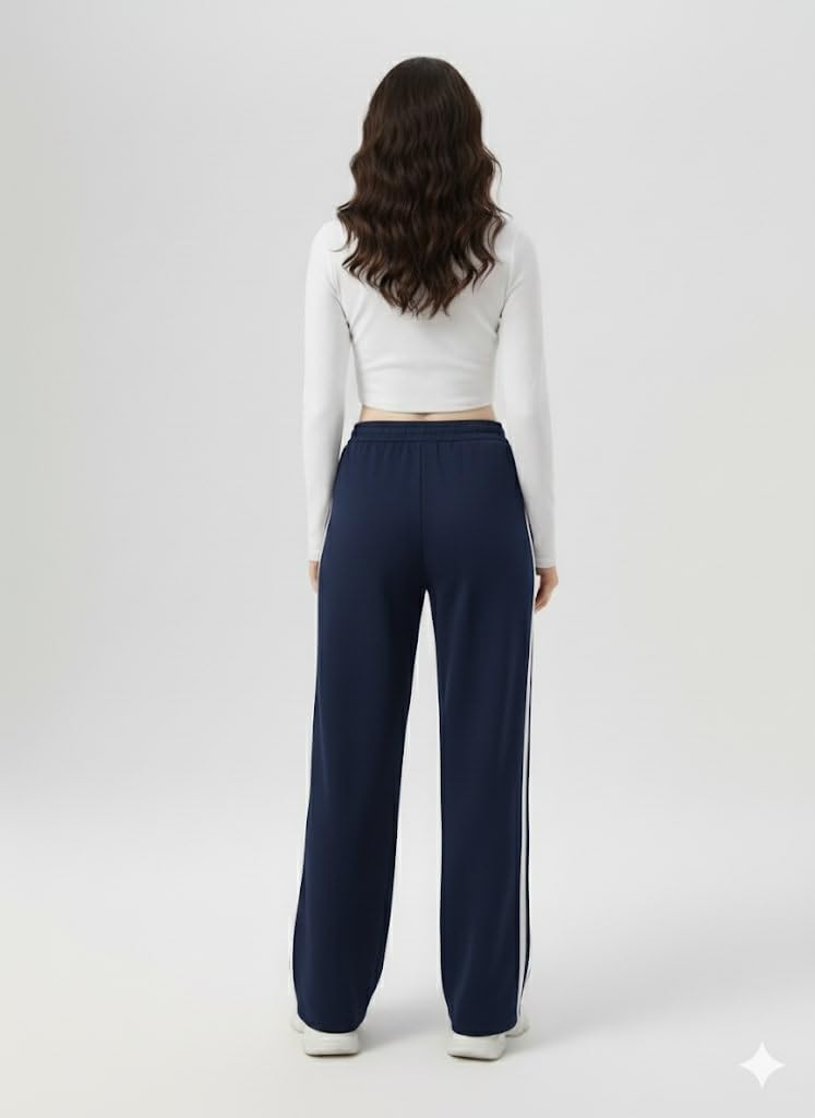 FASHA Women Joggers – High Waist Cotton Track Pants with Pockets | Gym Jogger Pants for Women | Casual Travel Lounge Wear Navy - Image 2
