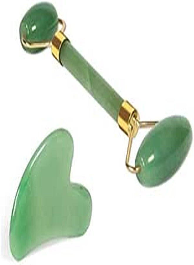 Generic 2 Pieces Anti-Aging Jade Roller and Gua Sha Facial Tools Set for Face and Full Body