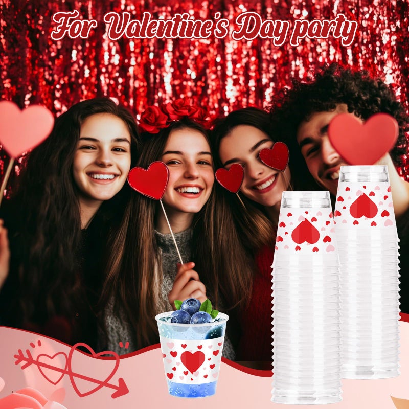 Taikula 60 Pcs 1.5oz Disposable Heart Shot Glasses for Valentine's Day - Romantic Red Pink Plastic Shot Cups Bulk, Couples Celebration & Love Party Decorations (60, Red, Pink Heart) - Image 4