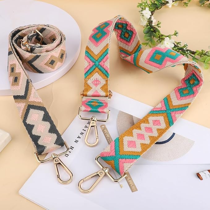 Styzere 2 Pcs Adjustable Purse Strap Replacement for Women, 1.5" Wide Crossbody Shoulder Strap Bag Strap Boho Handbag Strap - Image 3