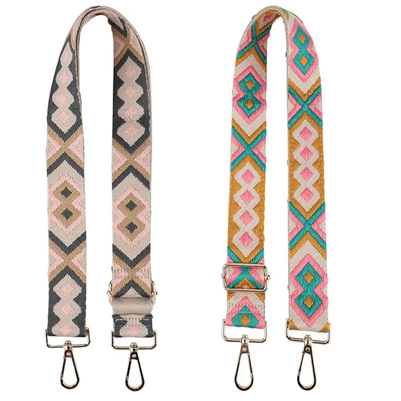 Styzere 2 Pcs Adjustable Purse Strap Replacement for Women, 1.5" Wide Crossbody Shoulder Strap Bag Strap Boho Handbag Strap - Image 1