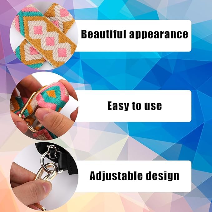 Styzere 2 Pcs Adjustable Purse Strap Replacement for Women, 1.5" Wide Crossbody Shoulder Strap Bag Strap Boho Handbag Strap - Image 4