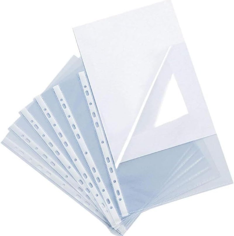 شواي 100 قطعة من ملفات بلاستيكية مثقوبة بجيوب A4 شفافة لحماية الملفات، أفضل ملفات بلاستيكية للعمل في المكتب أو المدرسة - Image 1