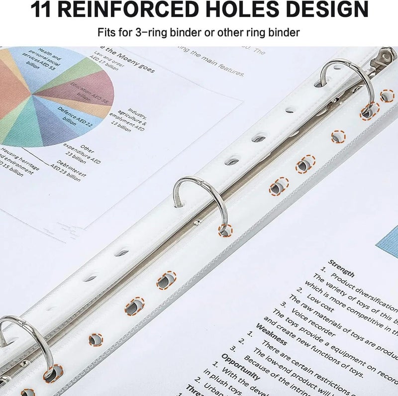 شواي 100 قطعة من ملفات بلاستيكية مثقوبة بجيوب A4 شفافة لحماية الملفات، أفضل ملفات بلاستيكية للعمل في المكتب أو المدرسة - Image 3