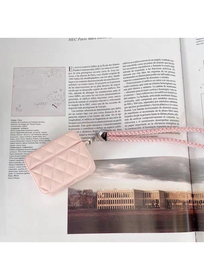 Generic - Lingge Xiaoxiang Style Suitable For Apple AirPods 4 Generation Headphone Protective Case Pro2 Bluetooth Earphone Case Leather 3 Generation-Color:Pink-Applicable Model:For Apple AirPods Pro II - Image 1