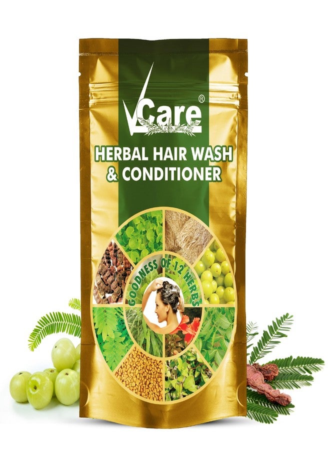 VCare Herbal Hair Wash And Conditioner For Men And Women| 100% Natural With 12+ Herbs Amla, Shikakai, Bhringraj, Hibiscus Powder For All Hair Type,-100Gm (Pack Of 5) - Image 2