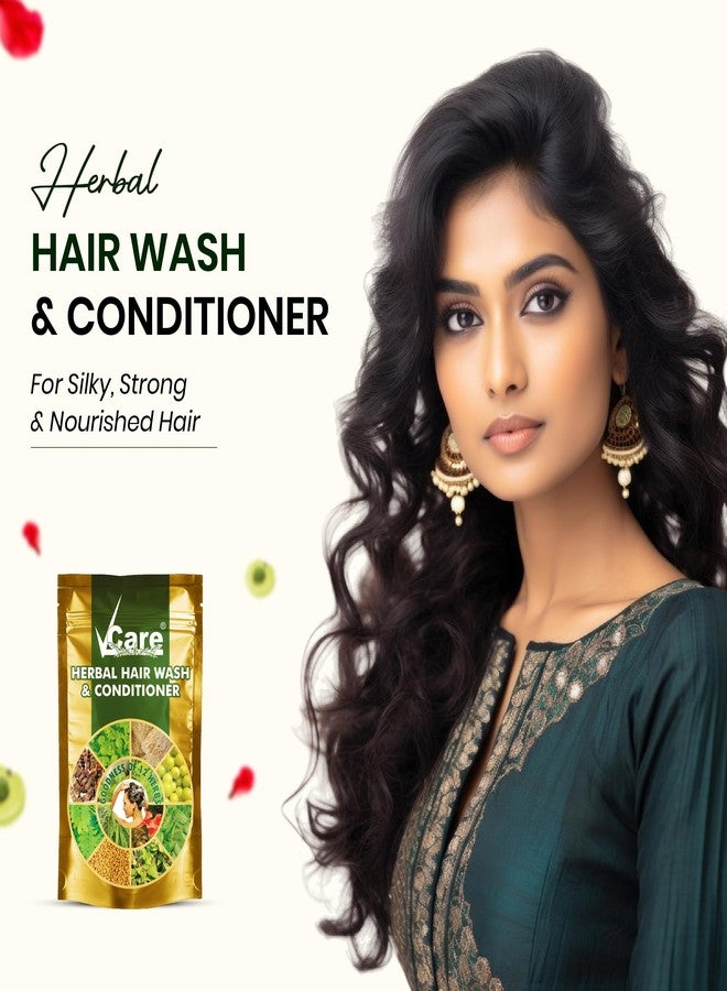 VCare Herbal Hair Wash And Conditioner For Men And Women| 100% Natural With 12+ Herbs Amla, Shikakai, Bhringraj, Hibiscus Powder For All Hair Type,-100Gm (Pack Of 5) - Image 3