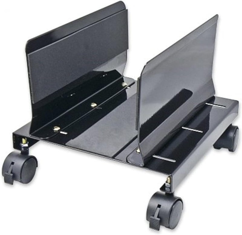 IO CREST SY-ACC65063 Mobile Desktop Tower Computer Metal Floor Stand Rolling Caster Wheels with Tall Support Walls and Adjustable Width from 6" to 10",Steel Black