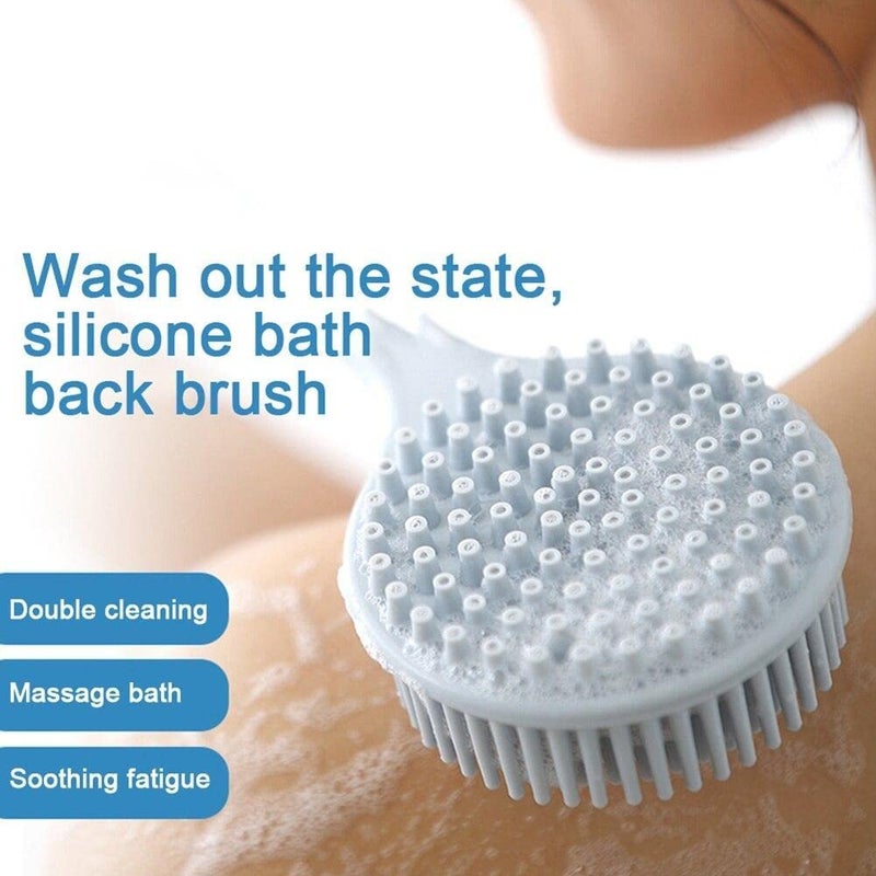 Soptool Massage Brush Bathing Brush Practical Back Cleaning Scrubber Silicone Bath Brush Multi-Function Body Long Handle Double-Sided Shower Brush Back Massage Exfoliation Wisp Body Scrub Brush - Image 2