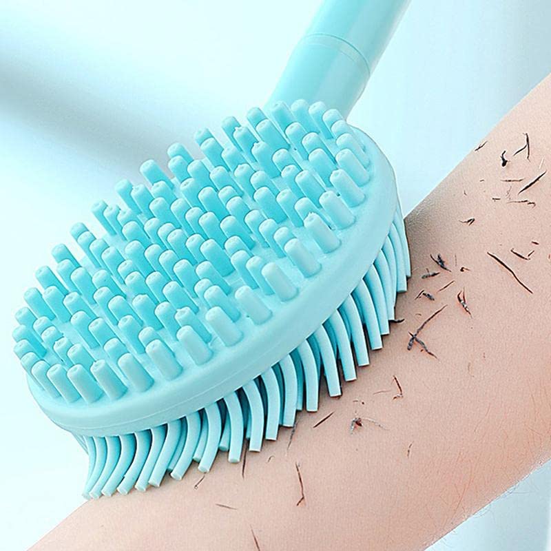 Soptool Massage Brush Bathing Brush Practical Back Cleaning Scrubber Silicone Bath Brush Multi-Function Body Long Handle Double-Sided Shower Brush Back Massage Exfoliation Wisp Body Scrub Brush - Image 3