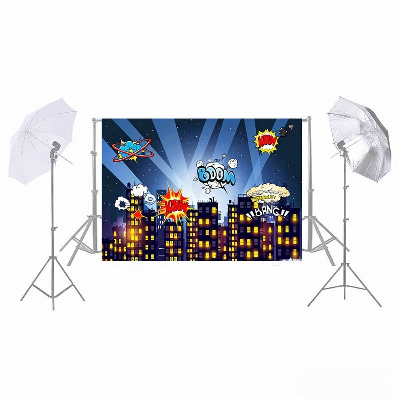 1.5* 2.1m/5* 7ft Super Hero City Photography Background Baby Children Backdrop Photo Studio Pros - Image 5