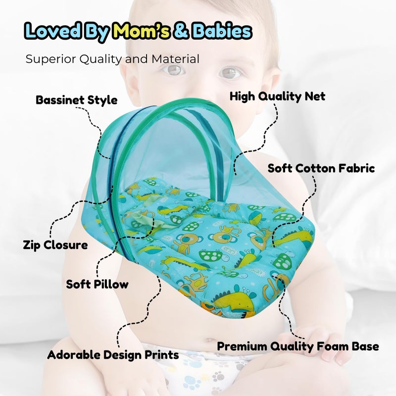 Hooper? Infant Baby Bedding Set with Mosquito Net, Baby Bedding/Gadda for Newborns, Portable Baby Bed with Trendy Design Print, 0-24 Months, Size 86 * 48 cm, Green - Image 3